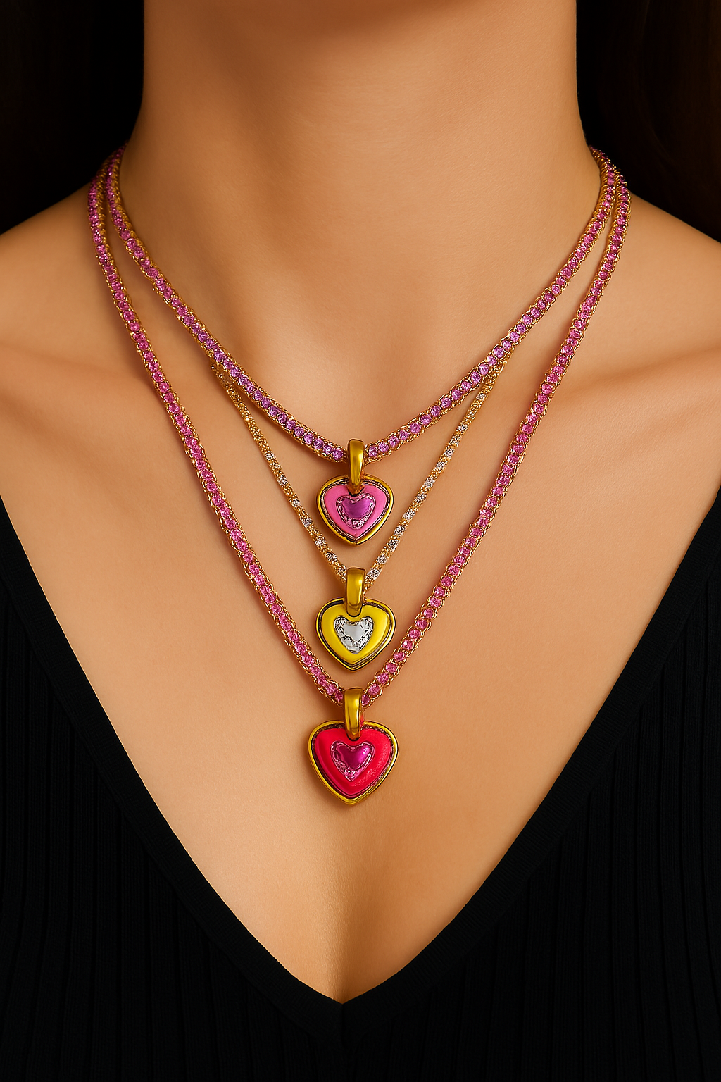 Tennis Chain Enamel Heart