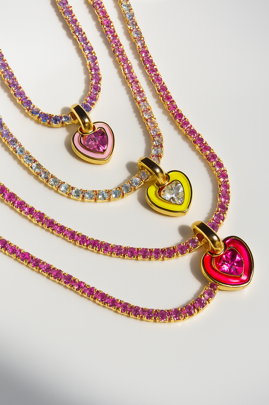 Tennis Chain Enamel Heart